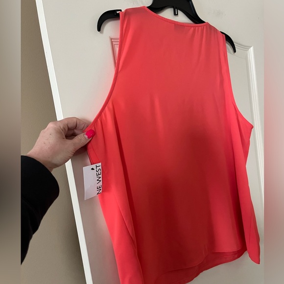 Nine West Deep Coral Women's Sleeveless V-Neck Lined Top Women’s size XL - Picture 7 of 16